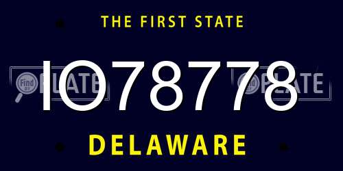 IO78778 Delaware License Plate