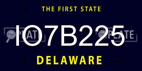 IO7B225 Delaware License Plate