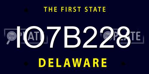 IO7B228 Delaware License Plate