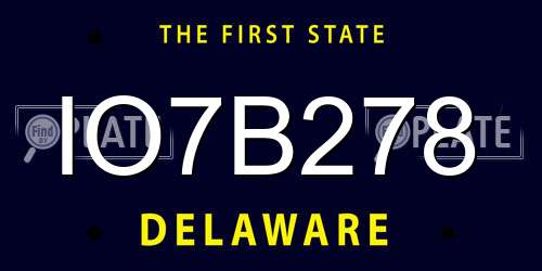 IO7B278 Delaware License Plate