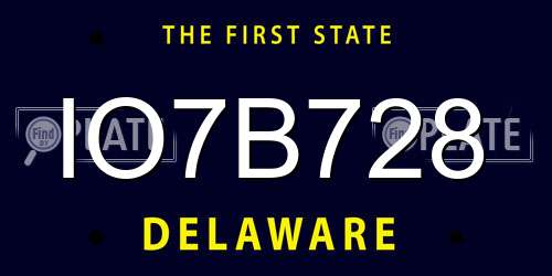 IO7B728 Delaware License Plate