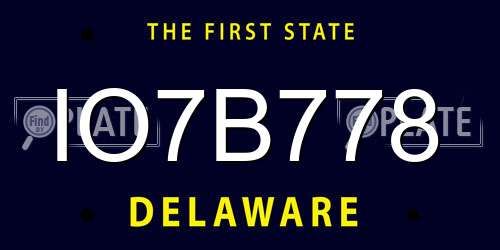 IO7B778 Delaware License Plate