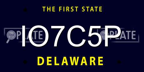 IO7C5P Delaware License Plate