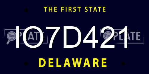 IO7D421 Delaware License Plate