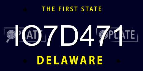 IO7D471 Delaware License Plate