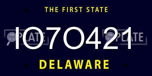 IO7O421 Delaware License Plate