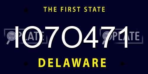 IO7O471 Delaware License Plate