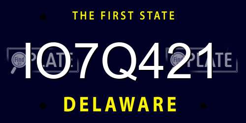IO7Q421 Delaware License Plate