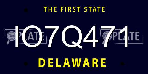IO7Q471 Delaware License Plate