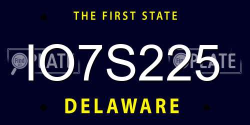 IO7S225 Delaware License Plate