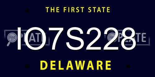 IO7S228 Delaware License Plate
