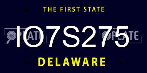 IO7S275 Delaware License Plate