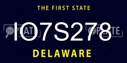 IO7S278 Delaware License Plate
