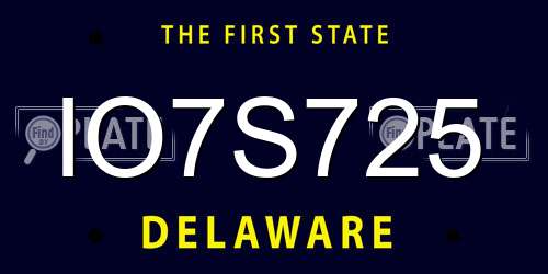 IO7S725 Delaware License Plate