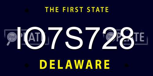 IO7S728 Delaware License Plate