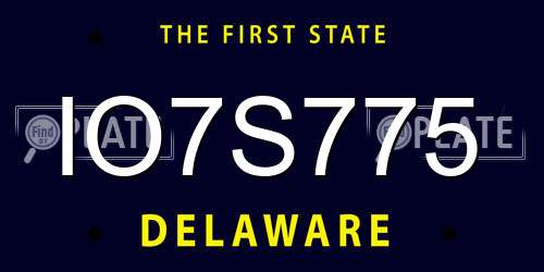 IO7S775 Delaware License Plate