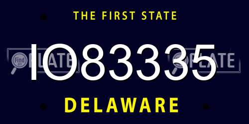 IO83335 Delaware License Plate