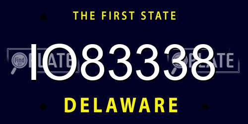 IO83338 Delaware License Plate