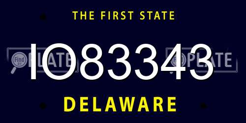 IO83343 Delaware License Plate