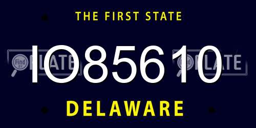 IO85610 Delaware License Plate