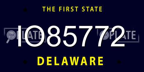 IO85772 Delaware License Plate