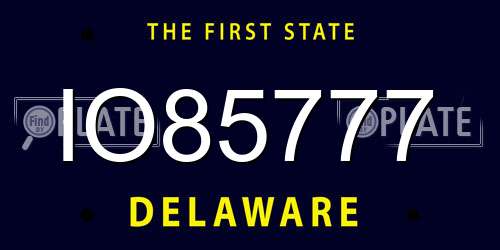 IO85777 Delaware License Plate