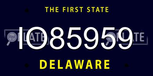 IO85959 Delaware License Plate