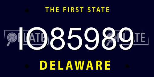 IO85989 Delaware License Plate