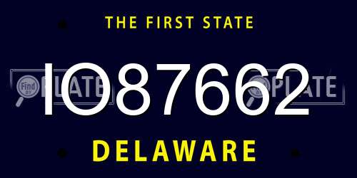 IO87662 Delaware License Plate