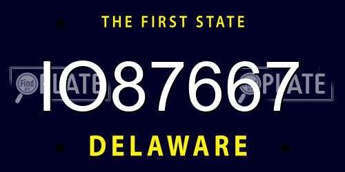 IO87667 Delaware License Plate
