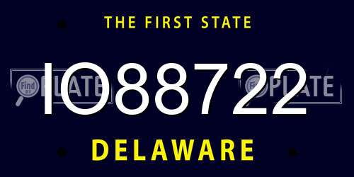 IO88722 Delaware License Plate