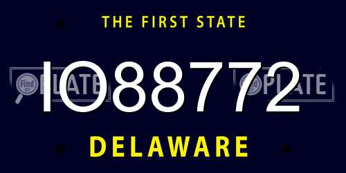 IO88772 Delaware License Plate