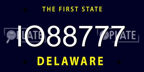 IO88777 Delaware License Plate