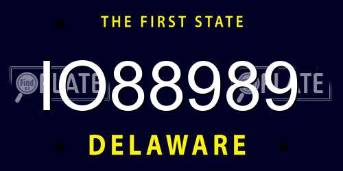 IO88989 Delaware License Plate