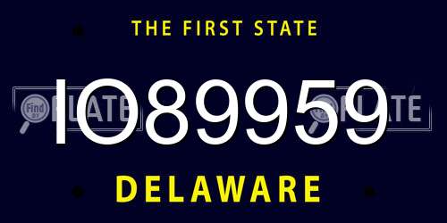 IO89959 Delaware License Plate