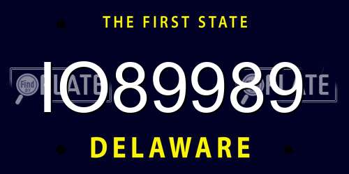 IO89989 Delaware License Plate