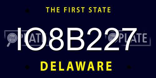 IO8B227 Delaware License Plate