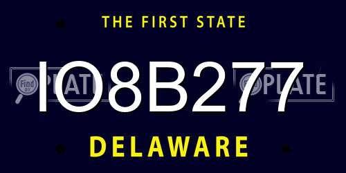 IO8B277 Delaware License Plate