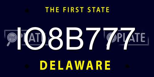 IO8B777 Delaware License Plate