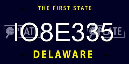IO8E335 Delaware License Plate