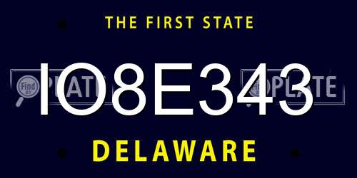 IO8E343 Delaware License Plate