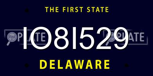 IO8I529 Delaware License Plate