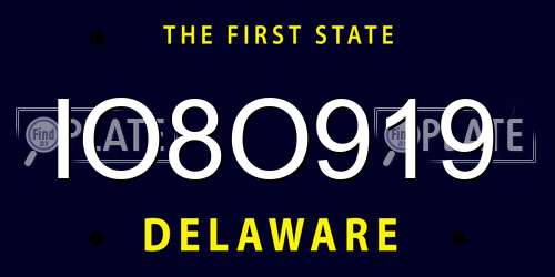 IO8O919 Delaware License Plate