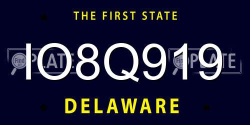 IO8Q919 Delaware License Plate