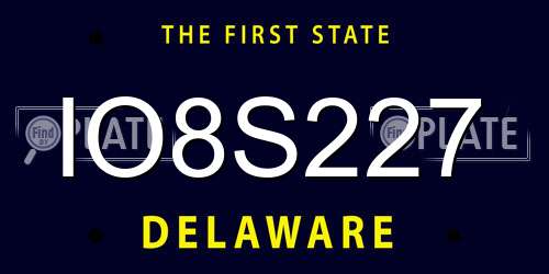 IO8S227 Delaware License Plate