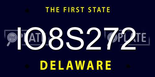 IO8S272 Delaware License Plate