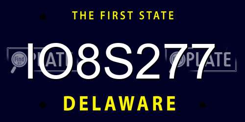 IO8S277 Delaware License Plate