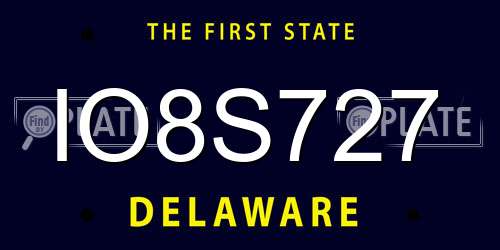 IO8S727 Delaware License Plate
