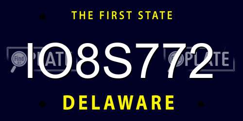 IO8S772 Delaware License Plate