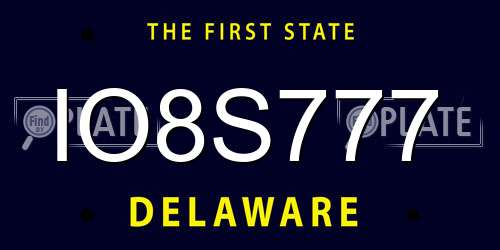 IO8S777 Delaware License Plate